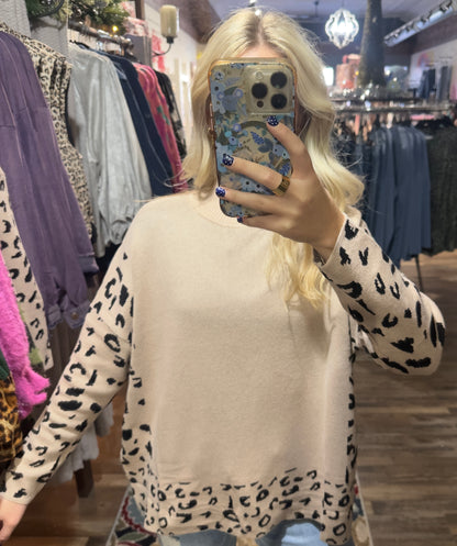 Khaki Leopard Oversized Sweater