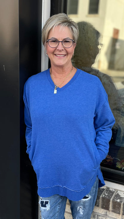 Melange West Hall Fleece in Royal