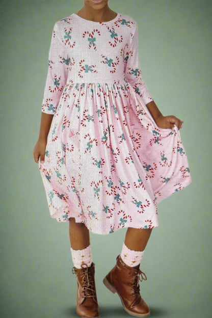 Candy Cane Cutie 3/4 Twirl Dress