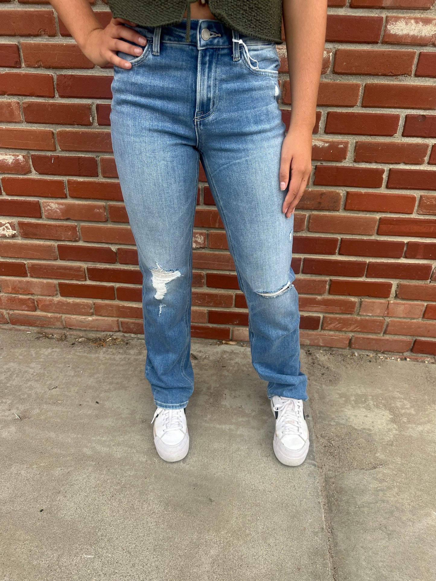 Well-Bred Distressed Straight Jean