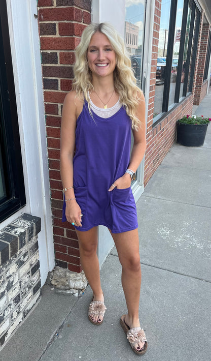 Purple Mini Romper Dress