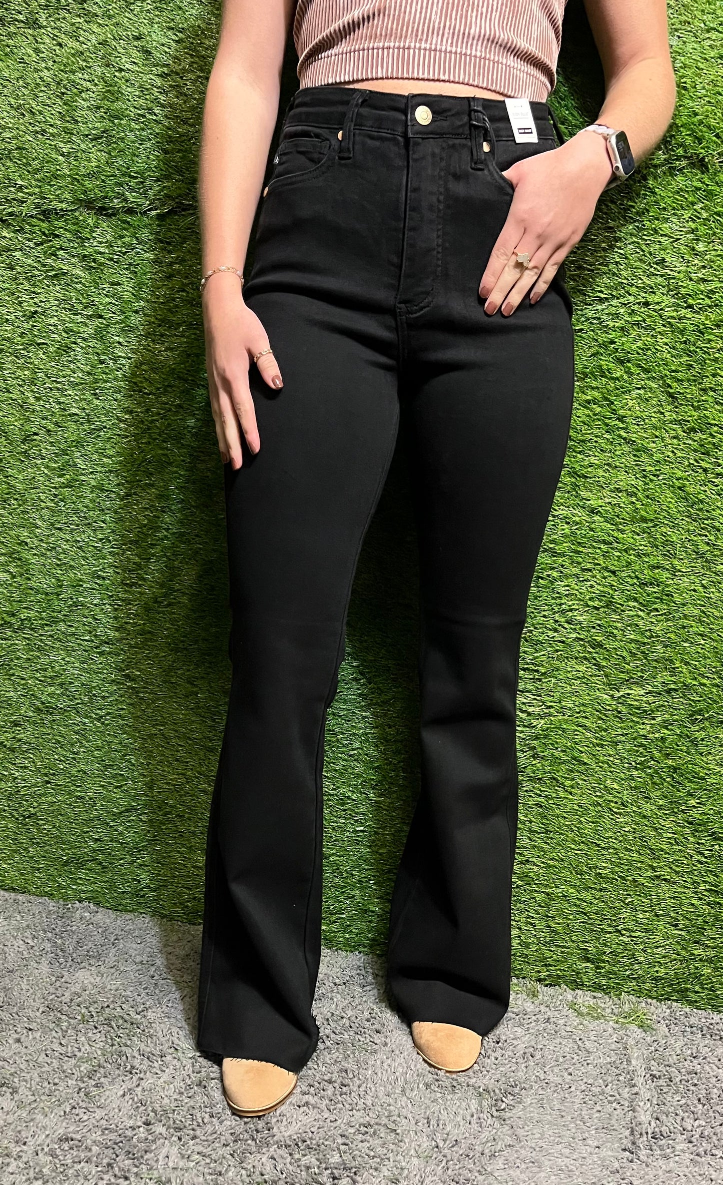 Judy Blue Tummy Control Cut Hem Flare Jeans