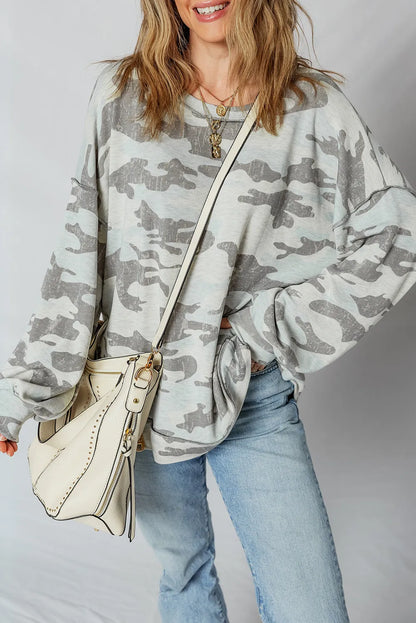 Camo Drop Shoulder Sweatshirt