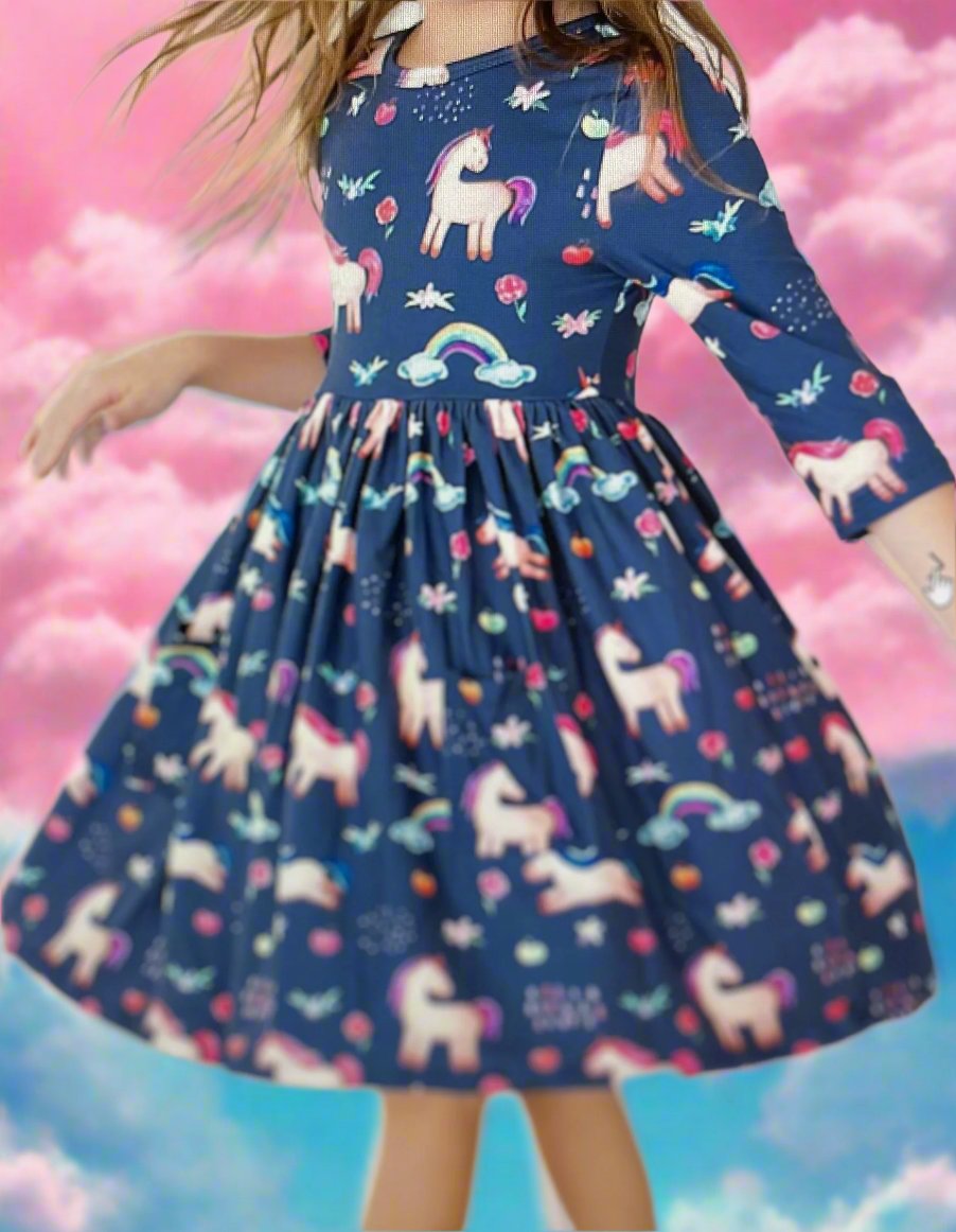 Painted Skies 3/4 Twirl Dress