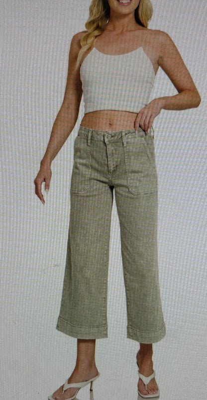 Crop Wide Leg Colored Denim