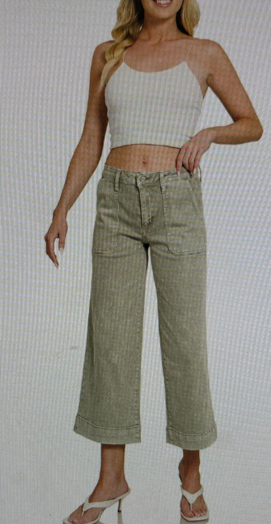 Crop Wide Leg Colored Denim
