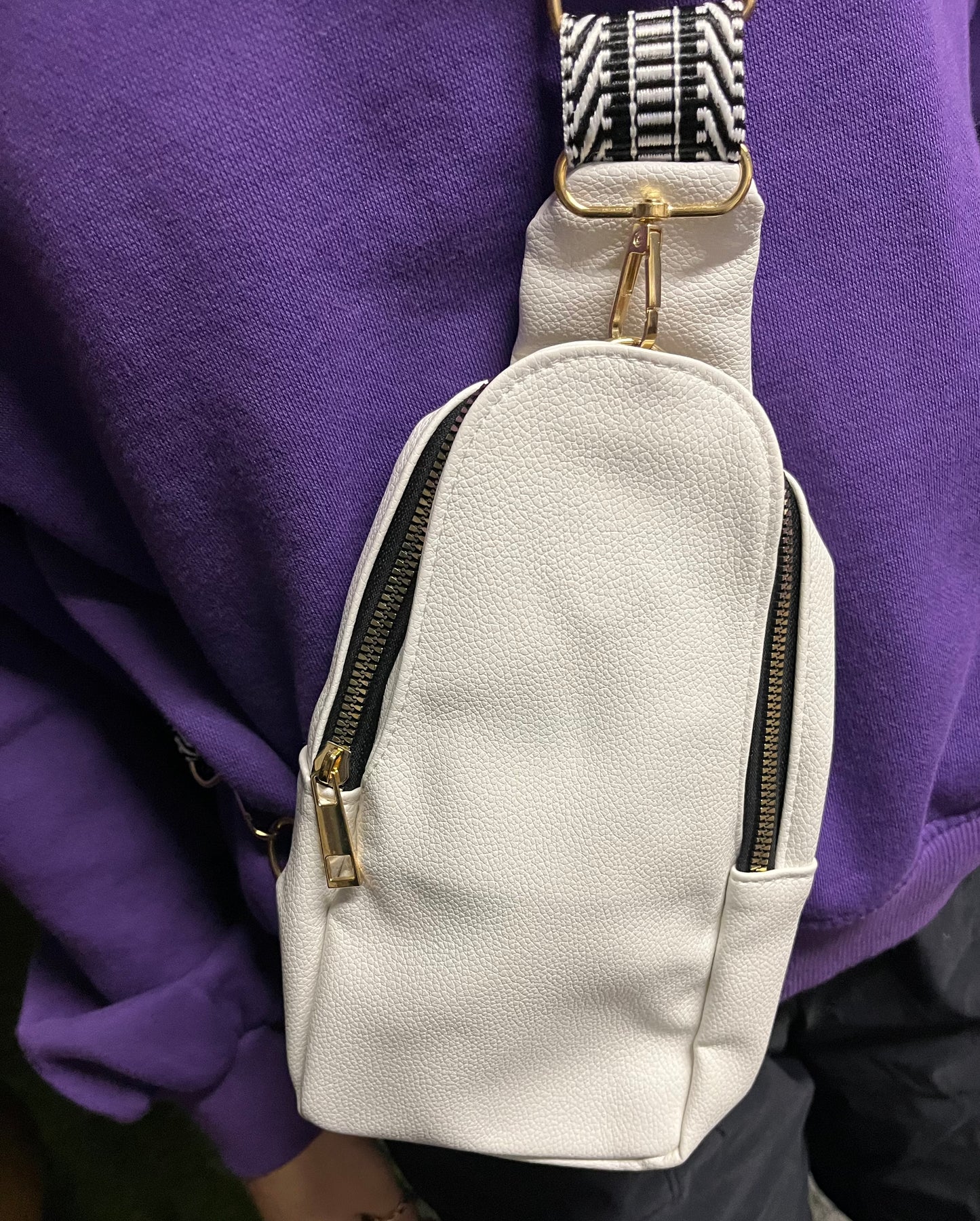 White Vegan Leather Sling Bag