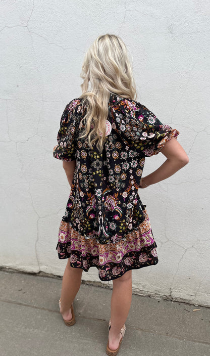 Black Mix Short Dress