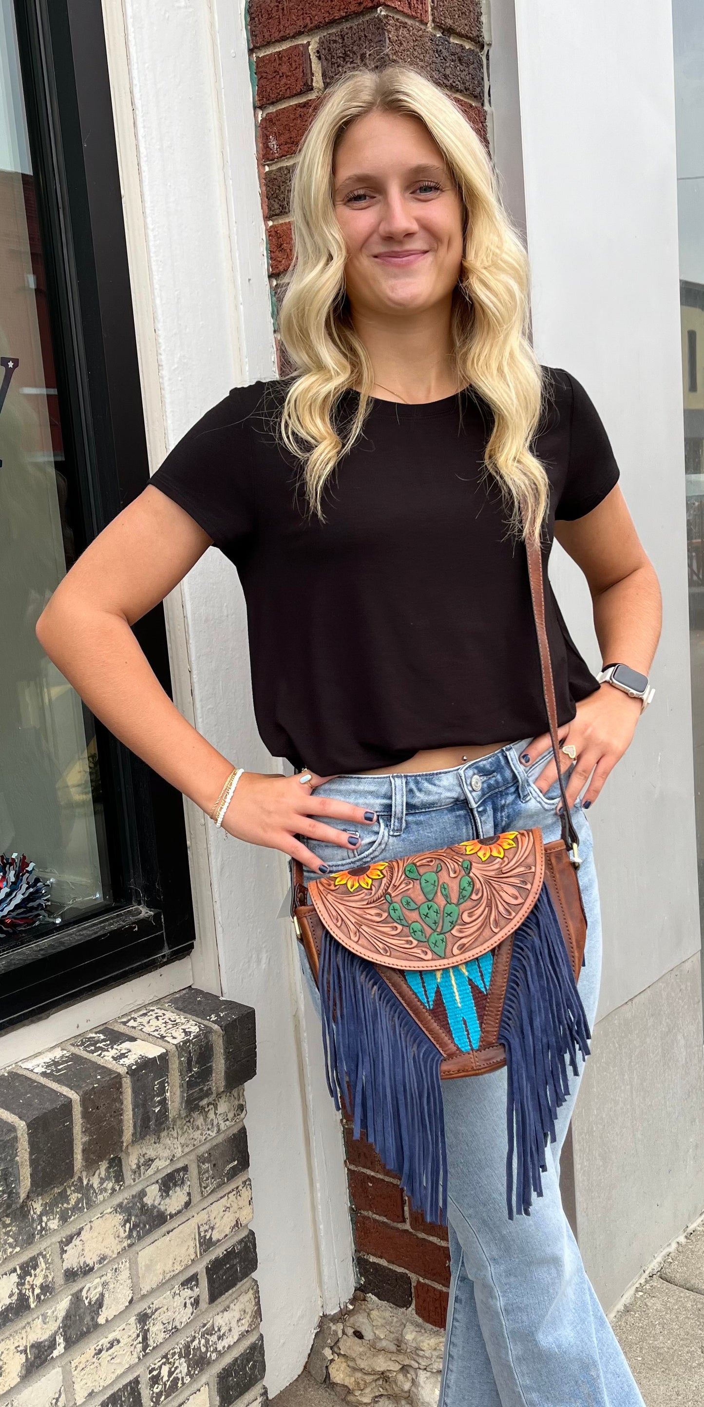 Sunflower Tooled Kim Satchel