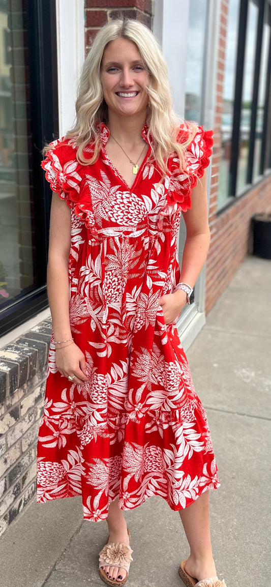 Red Hot Summer Midi Dress