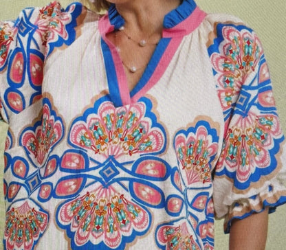 Ecru Mix Boho Top PLUS