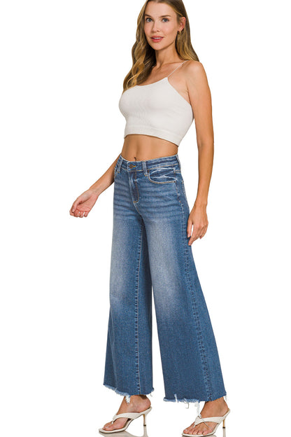 Distressed Hem Flare Denim