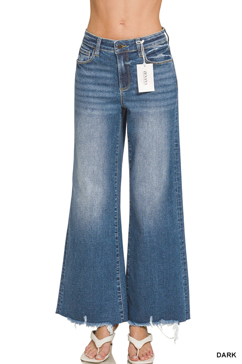 Distressed Hem Flare Denim