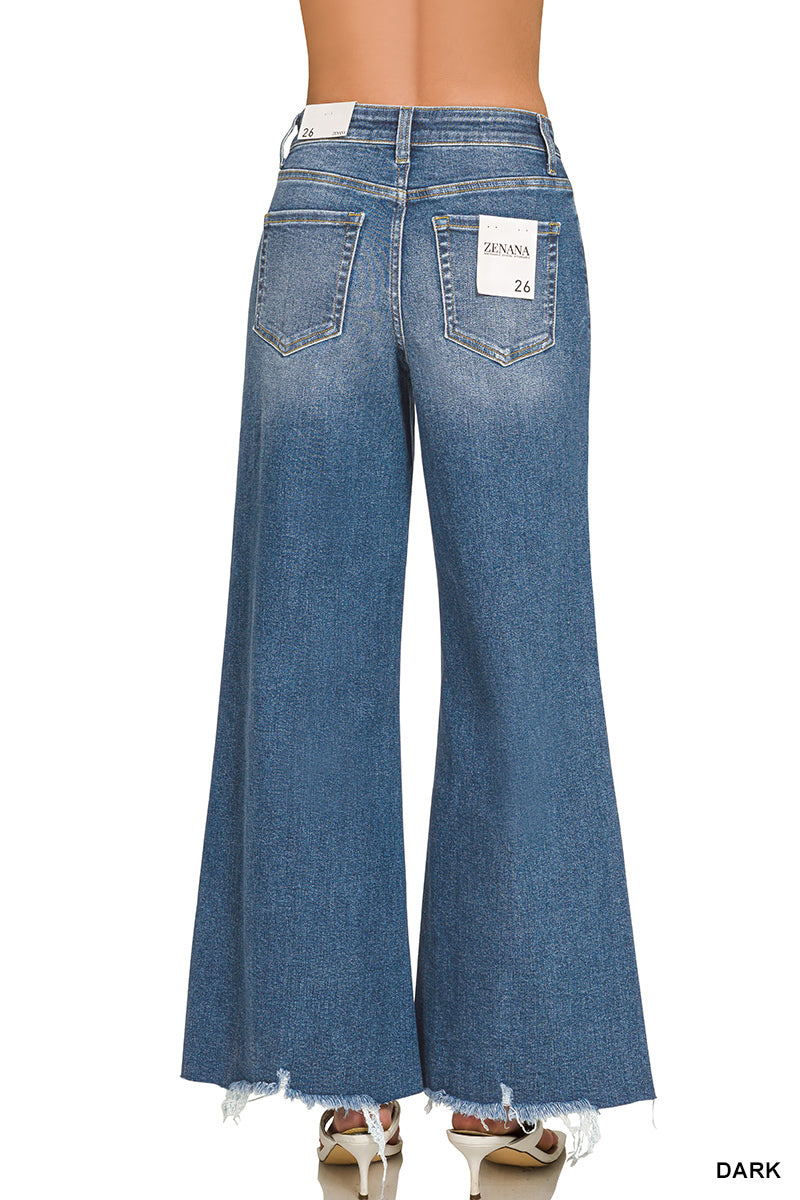 Distressed Hem Flare Denim