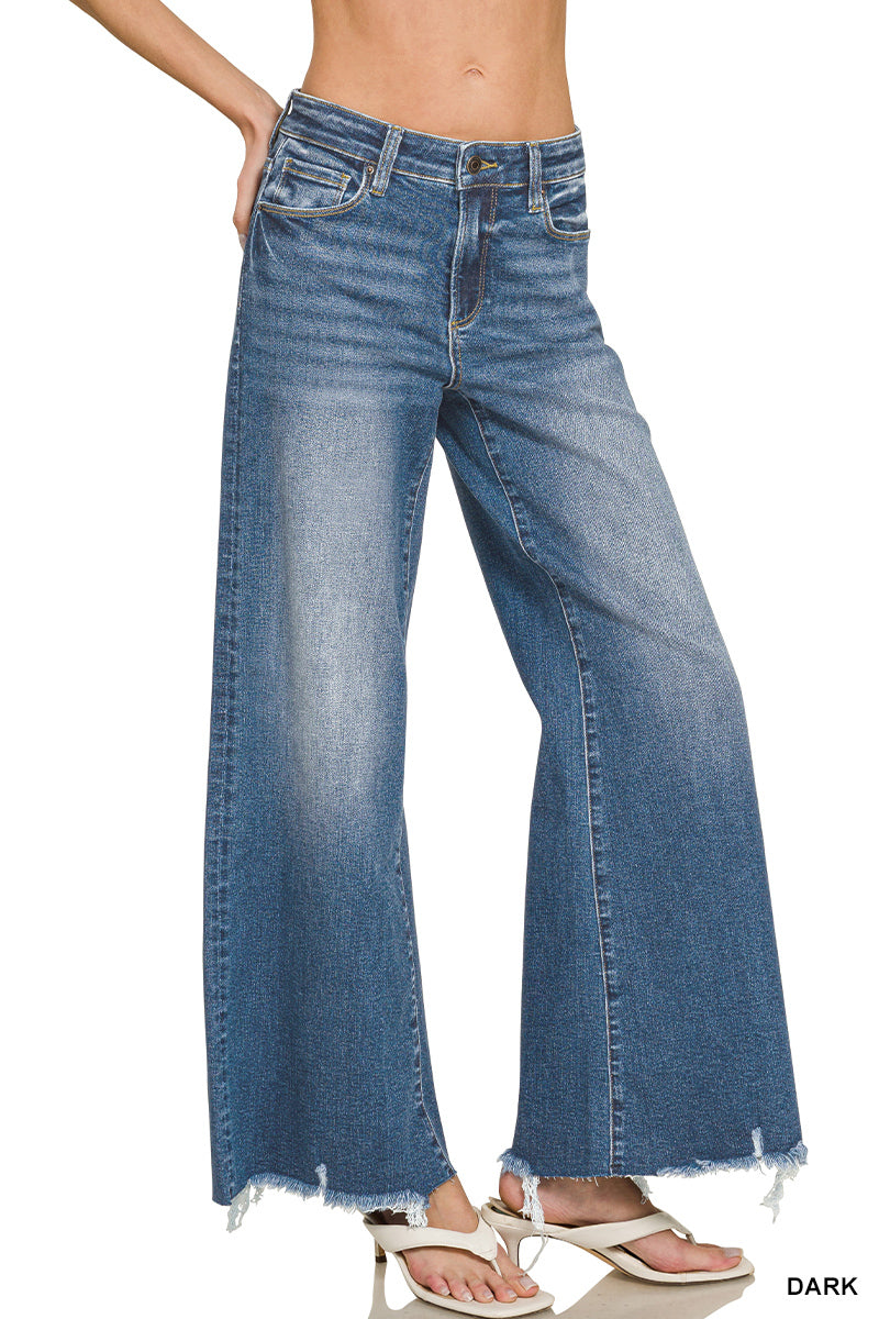 Distressed Hem Flare Denim