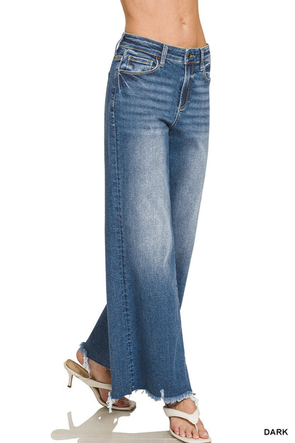 Distressed Hem Flare Denim