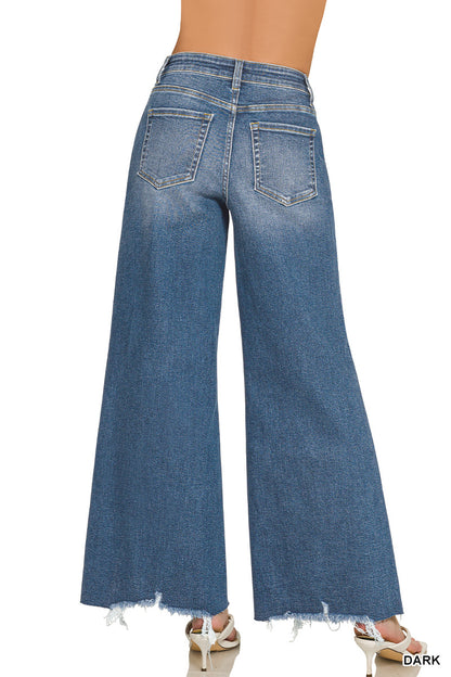 Distressed Hem Flare Denim