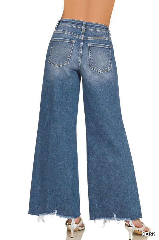 Distressed Hem Flare Denim