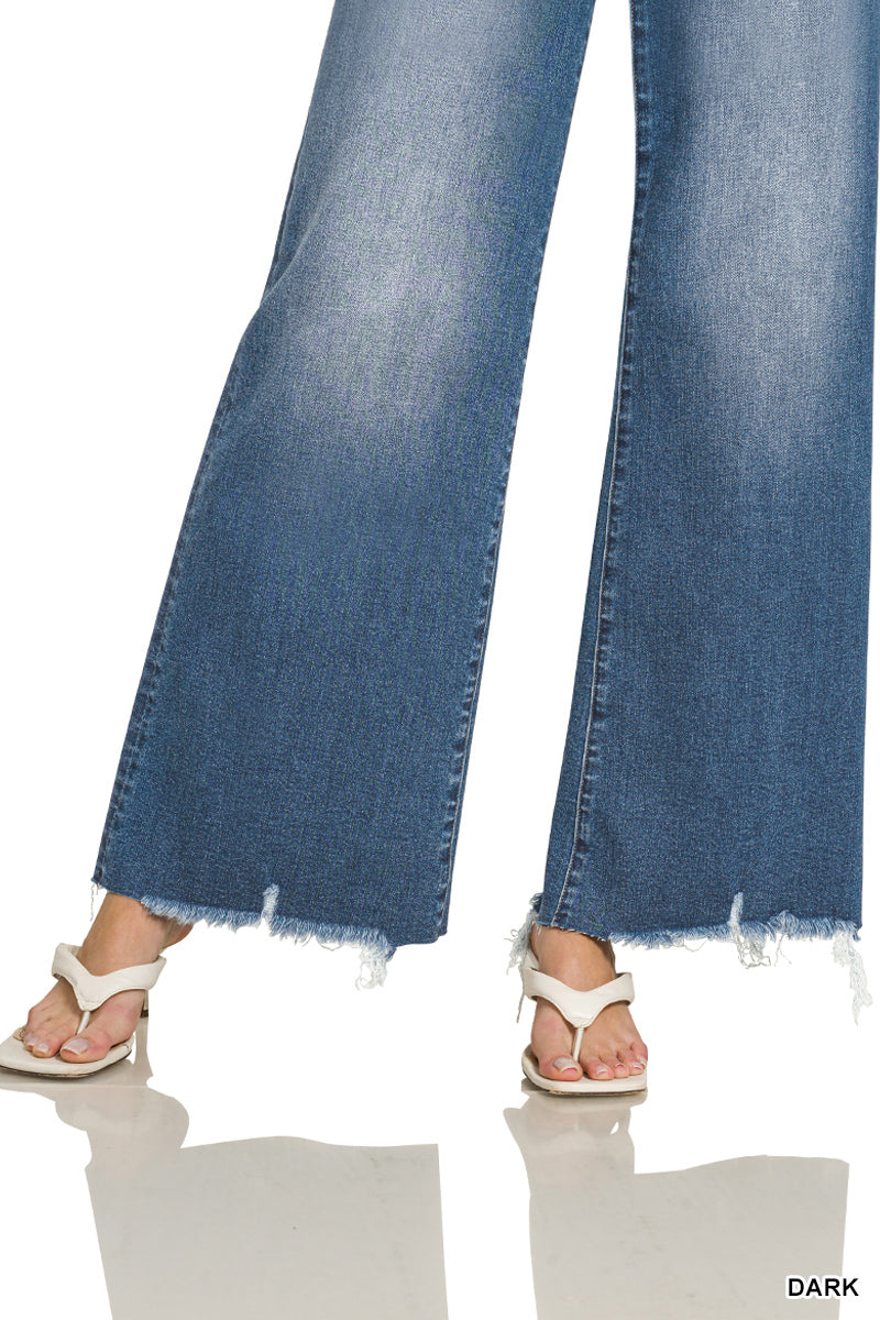 Distressed Hem Flare Denim