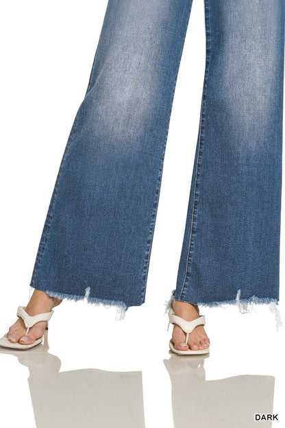 Distressed Hem Flare Denim