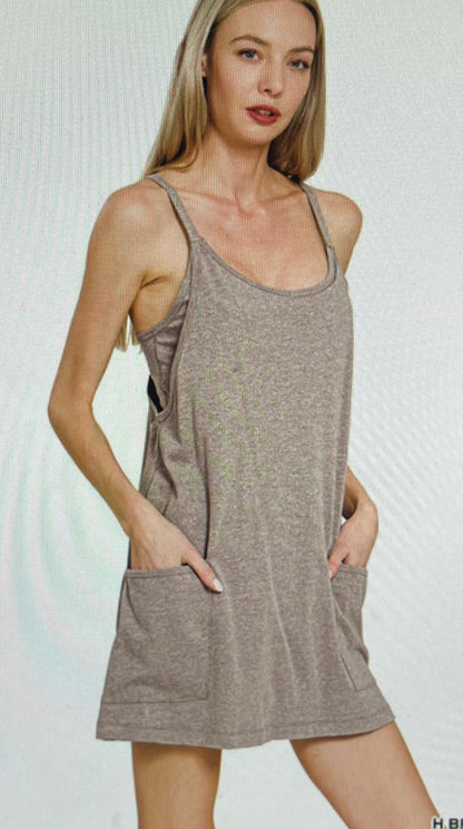 Heather Brown Mini Romper Dress