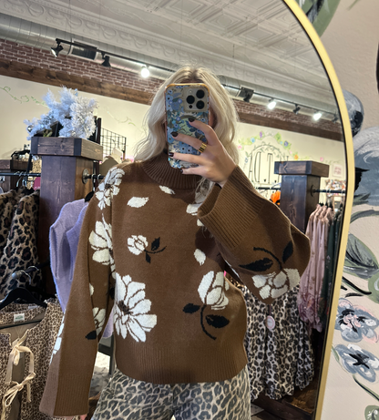 Floral Mock Neck Sweater