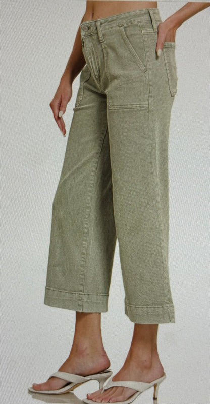 Crop Wide Leg Colored Denim
