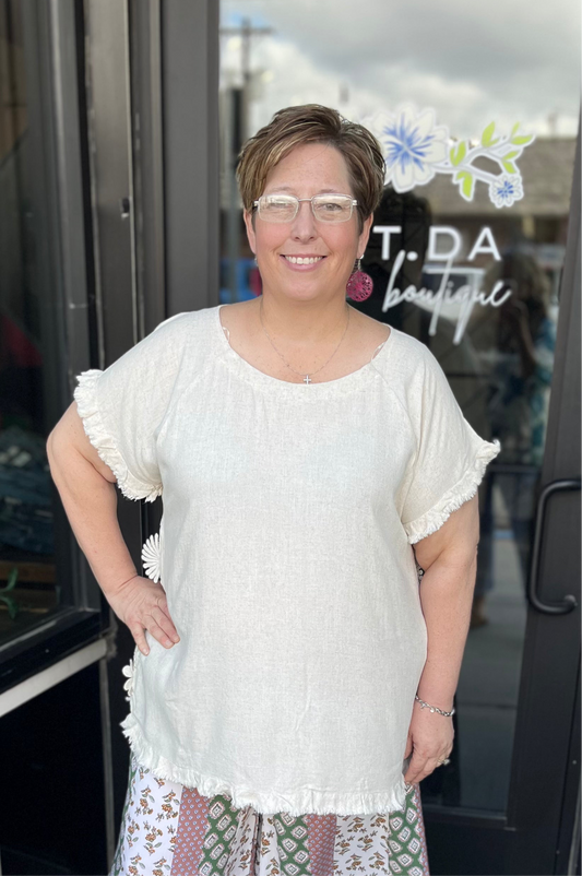 Floral Oatmeal Blend Top PLUS
