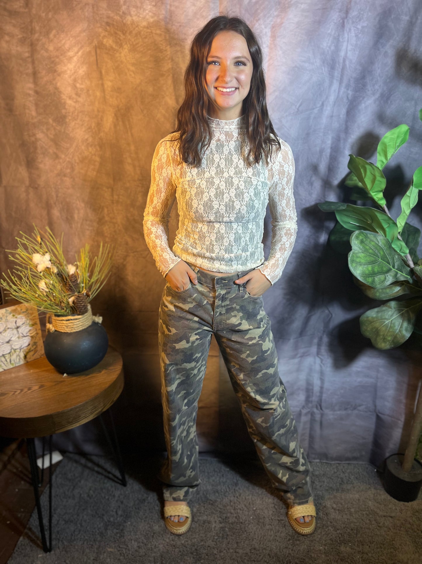 Champagne Fitted Mesh Top