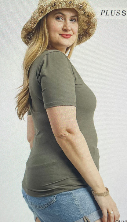 Olive Second Skin Tee PLUS