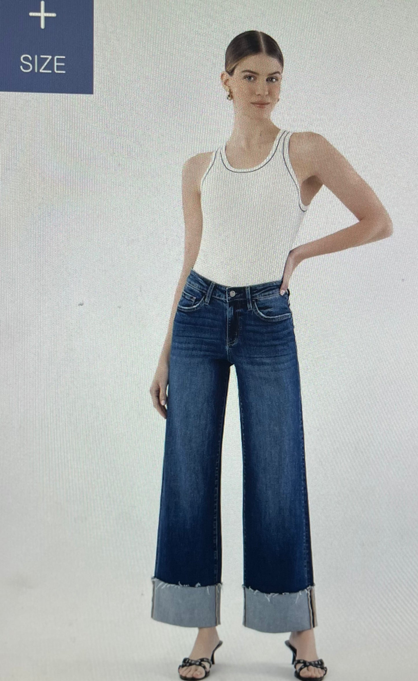 High Rise Dark Denim Cuff Jean PLUS