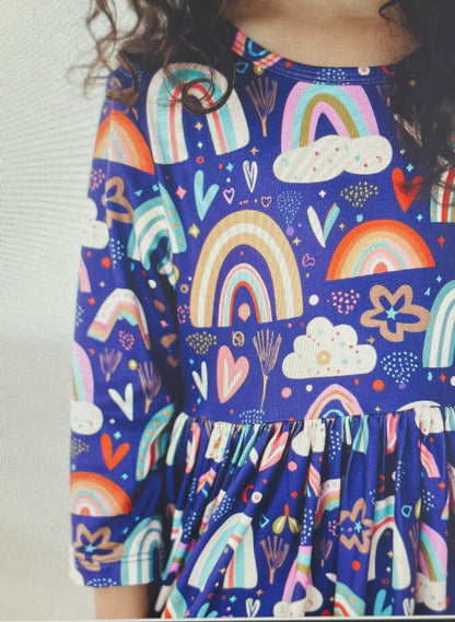 Midnight Rainbows Twirl Dress