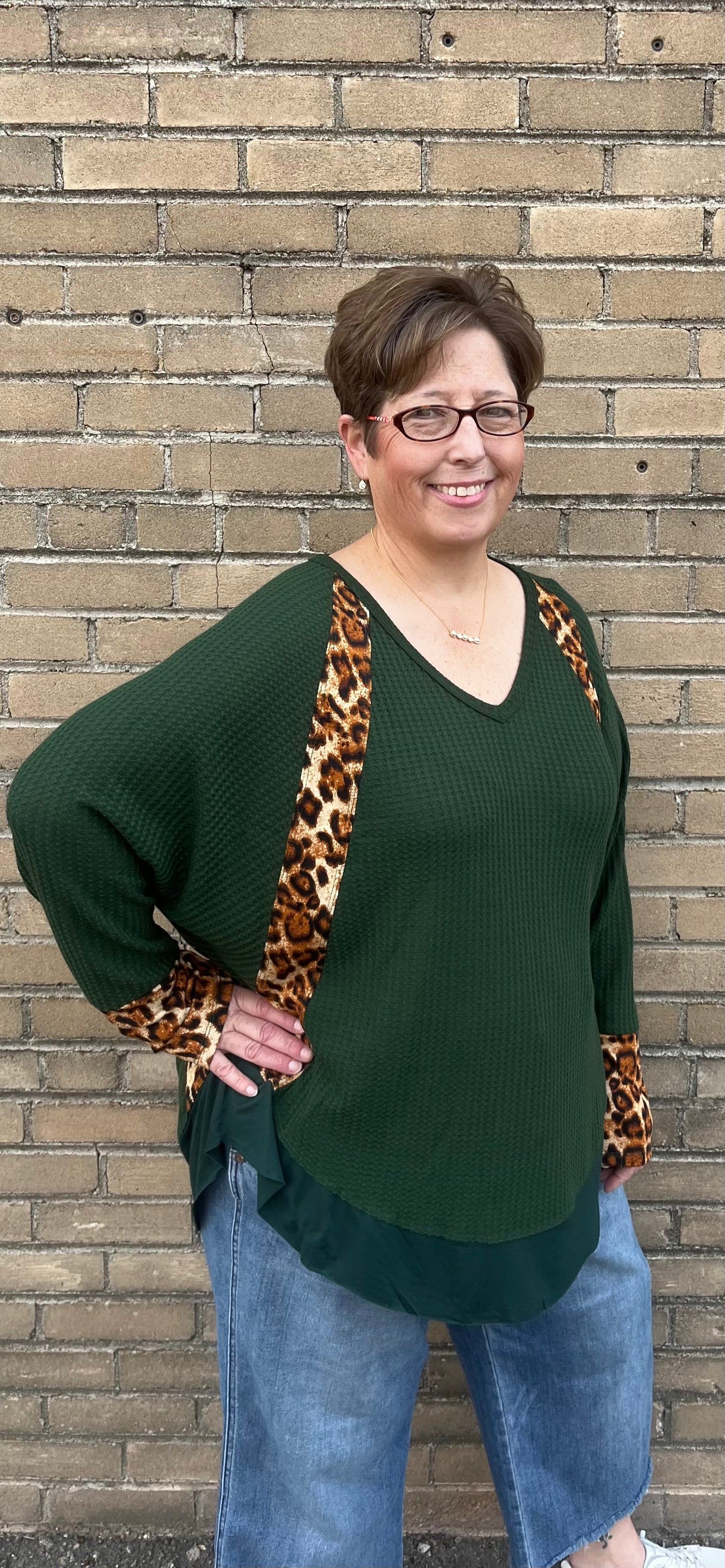 Leopard Waffle Top PLUS