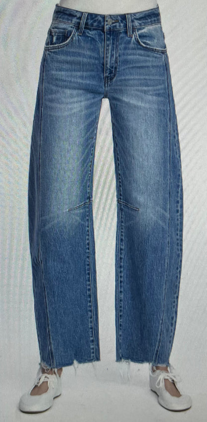 HR Raw Hem Barrel Denim