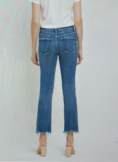 Uneven Raw Hem Straight Crop PLUS