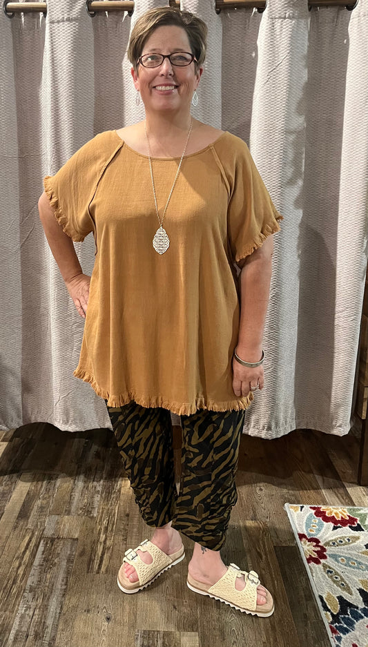 Toffee Linen Blend Top PLUS