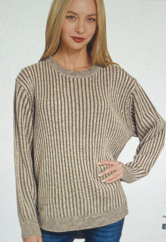 Brown Two-Toned Sweater