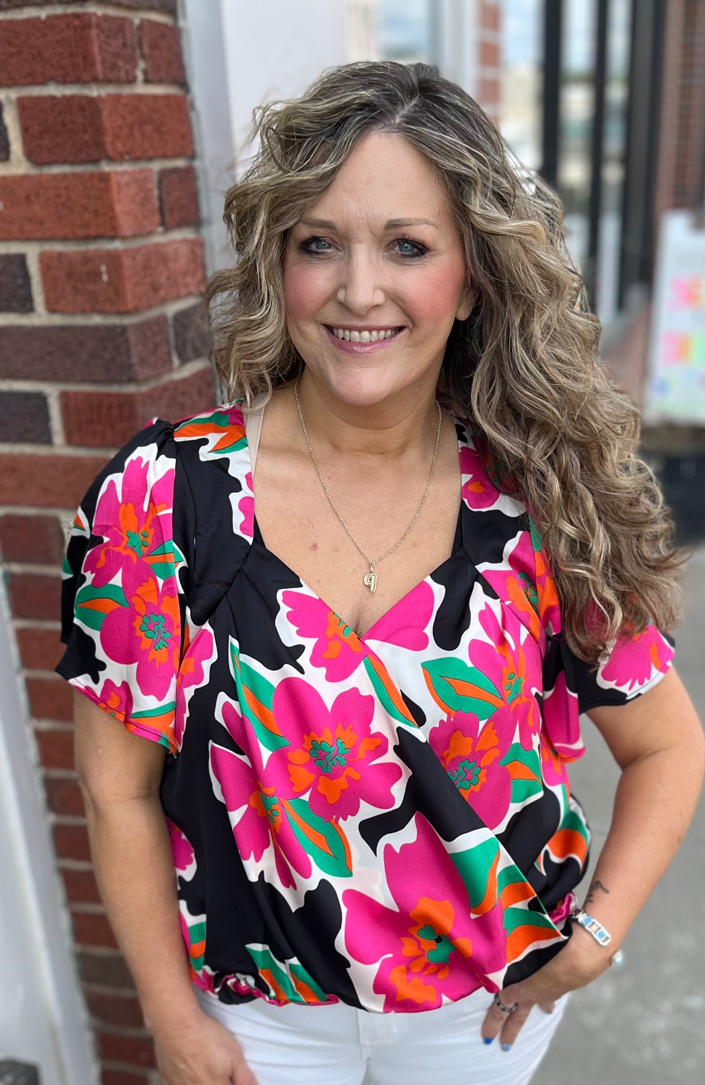 Black Mix Floral Top