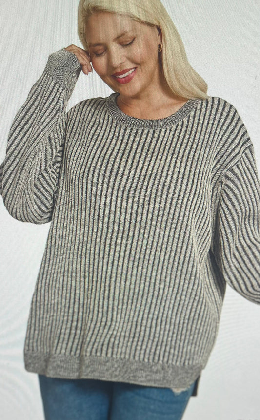 Black Two-Toned Sweater PLUS