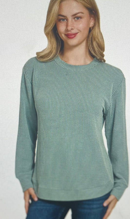 Jade Ribbed Long Sleeve Top PLUS