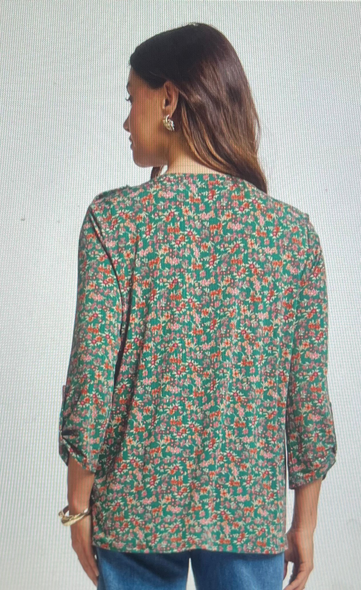 Hunter Green Floral Blend Top