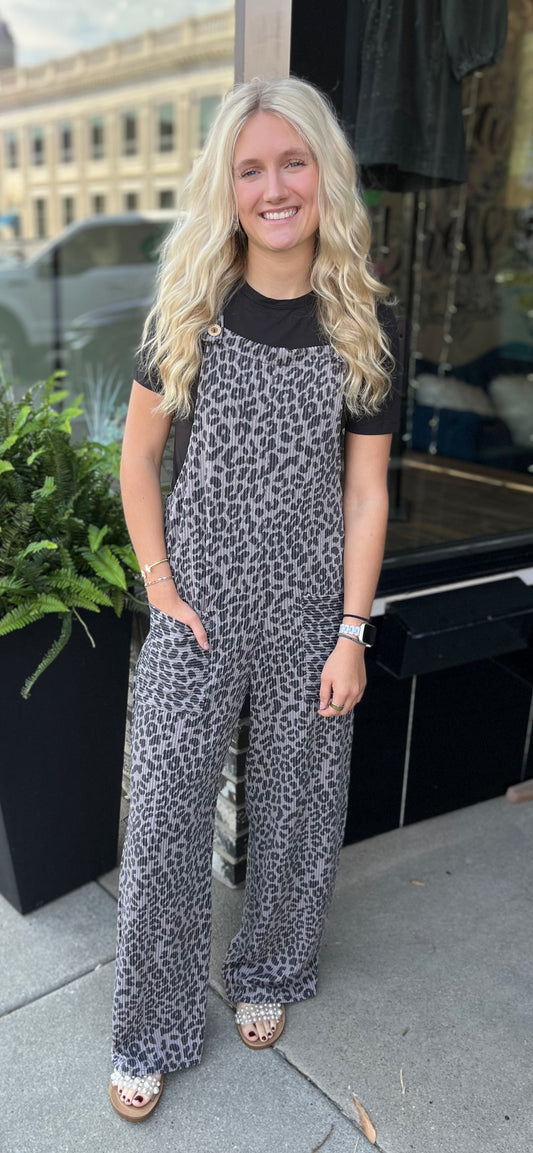 Leopard Ribbed Overall