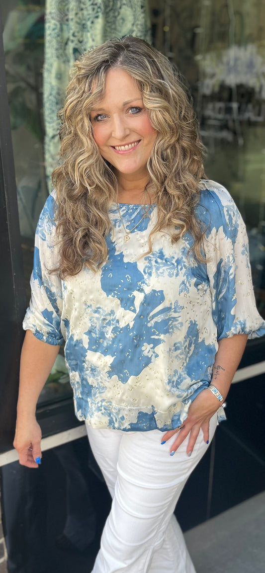 Metallic Blues Blouse