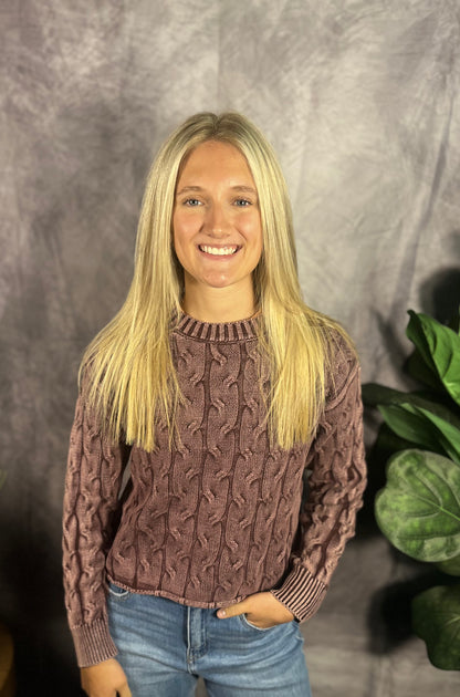 Washed Plum Cut Edge Sweater