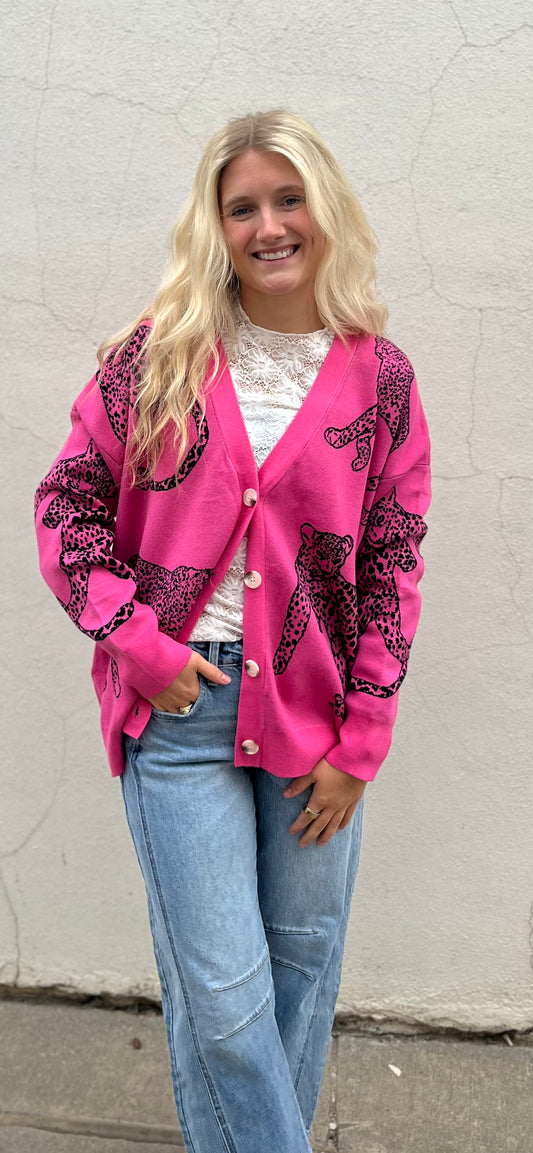 Pink Cheetah Cardigan