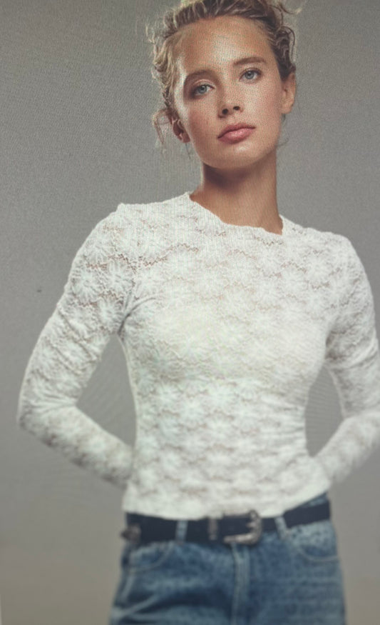 Ivory Floral Stretch Layer Top