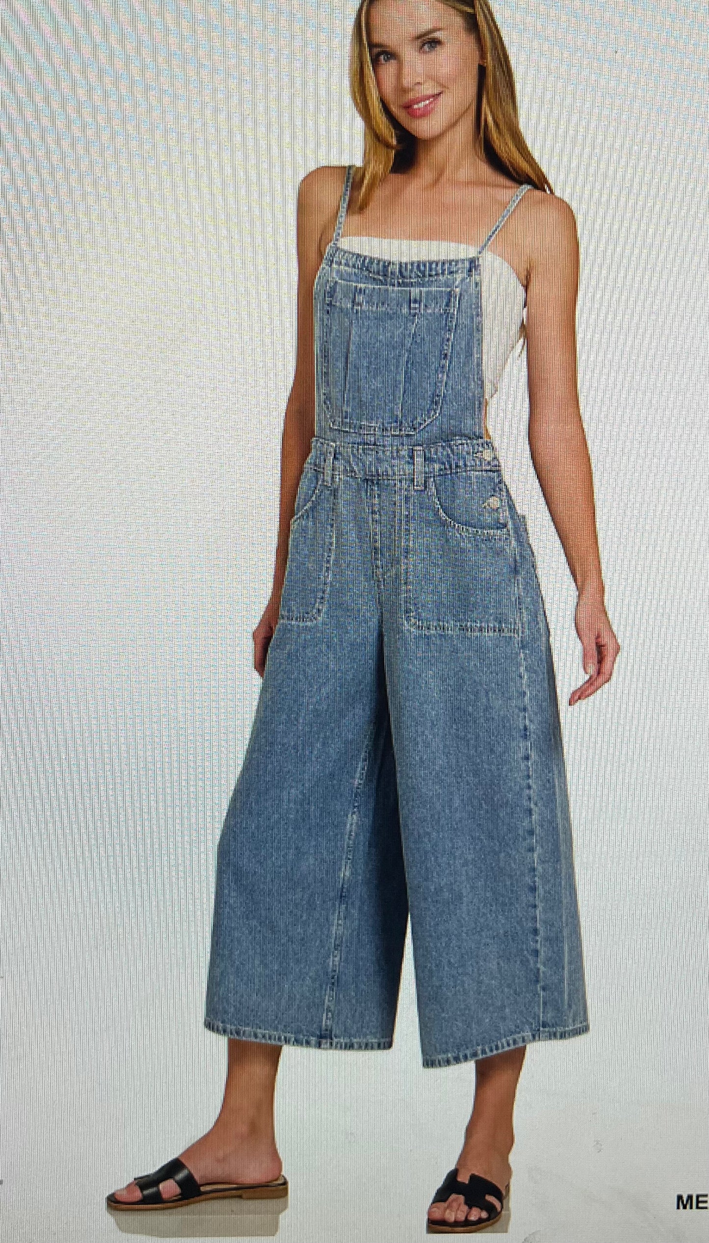 Denim Washed Wide Leg Overall