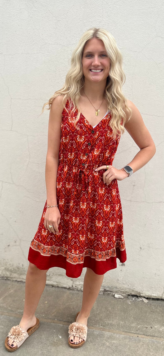 Red Floral Mini Dress