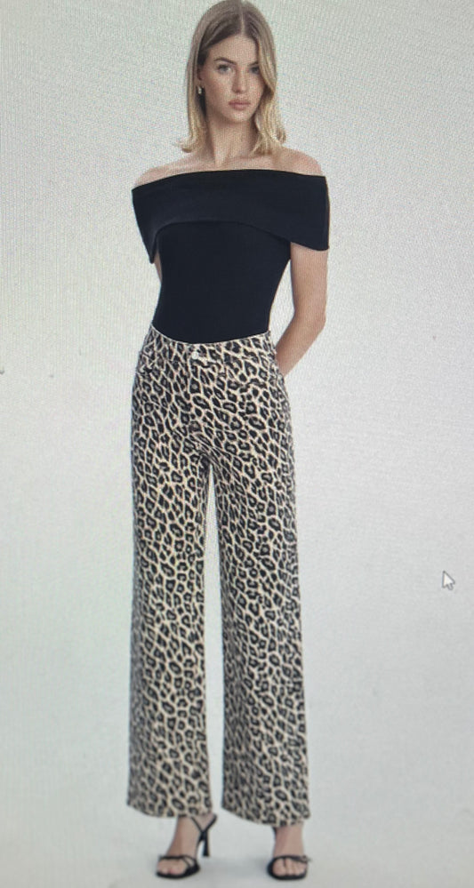 Leopard Wide Leg Jean
