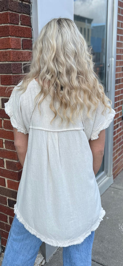 Oatmeal Linen Blend Top